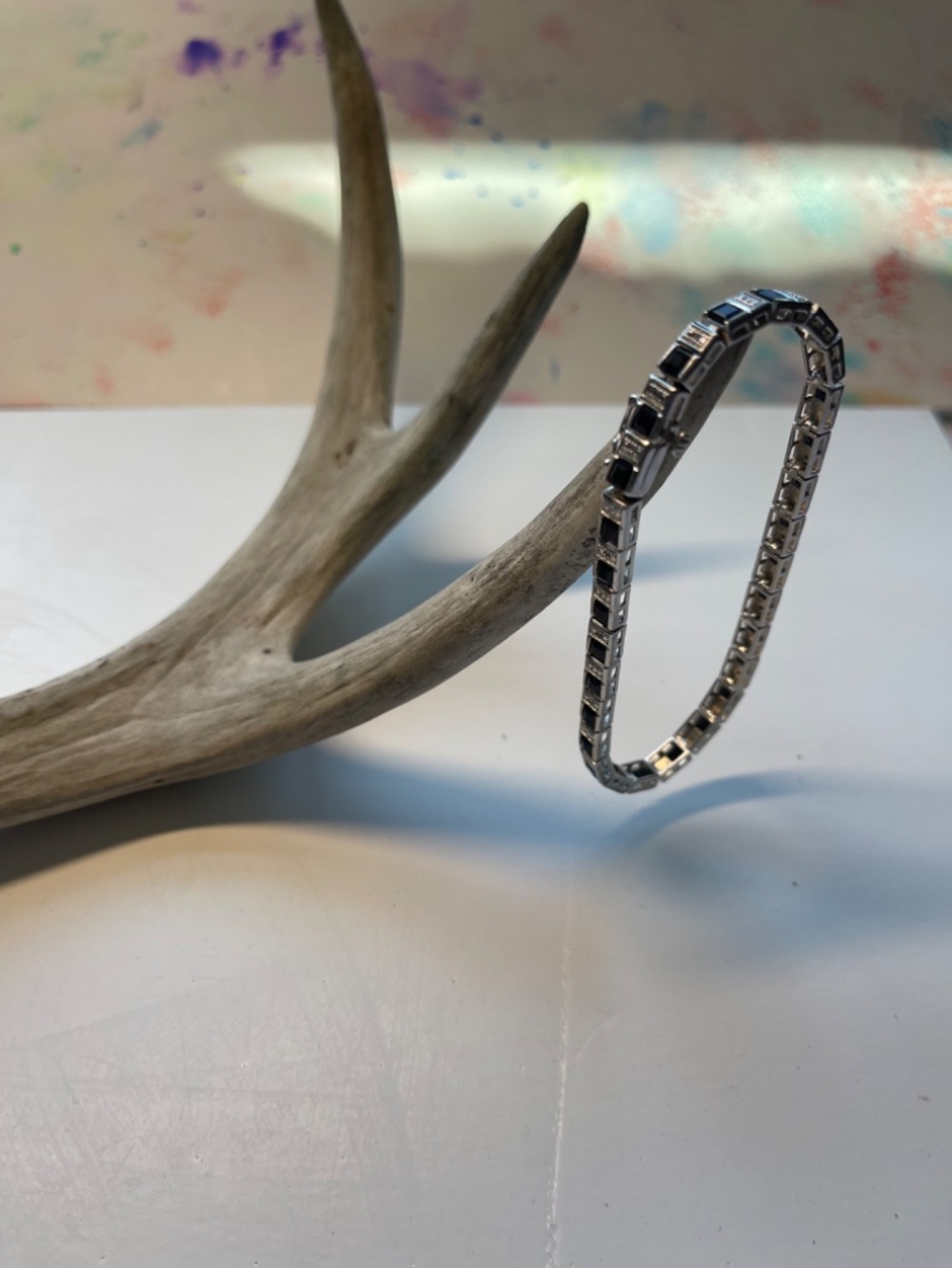 Sterling Silver and black stone bracelet